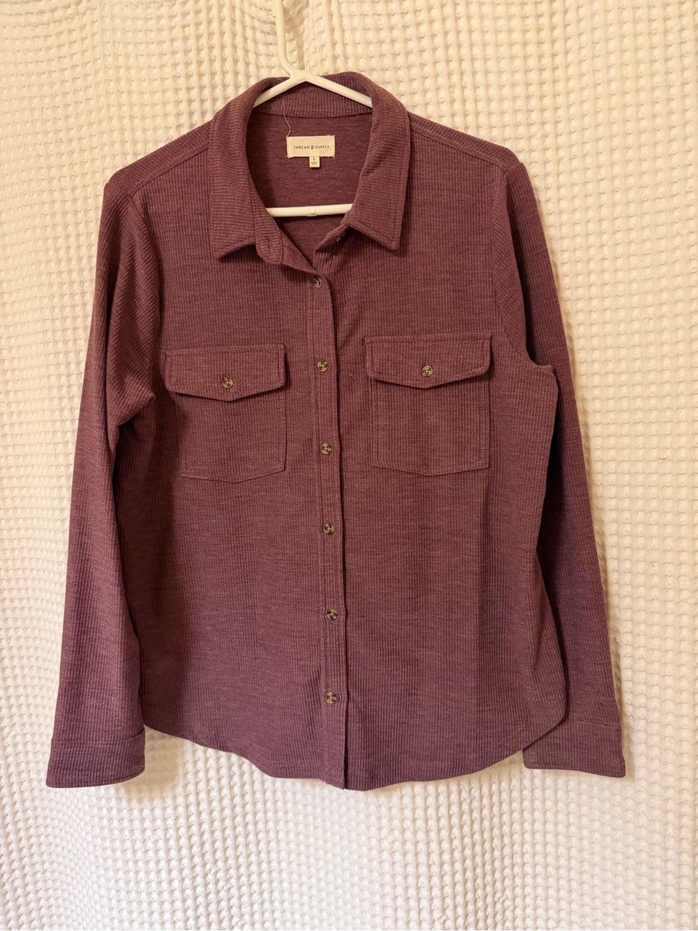Women’s Long-Sleeve Button-Up Shirt in Maroon